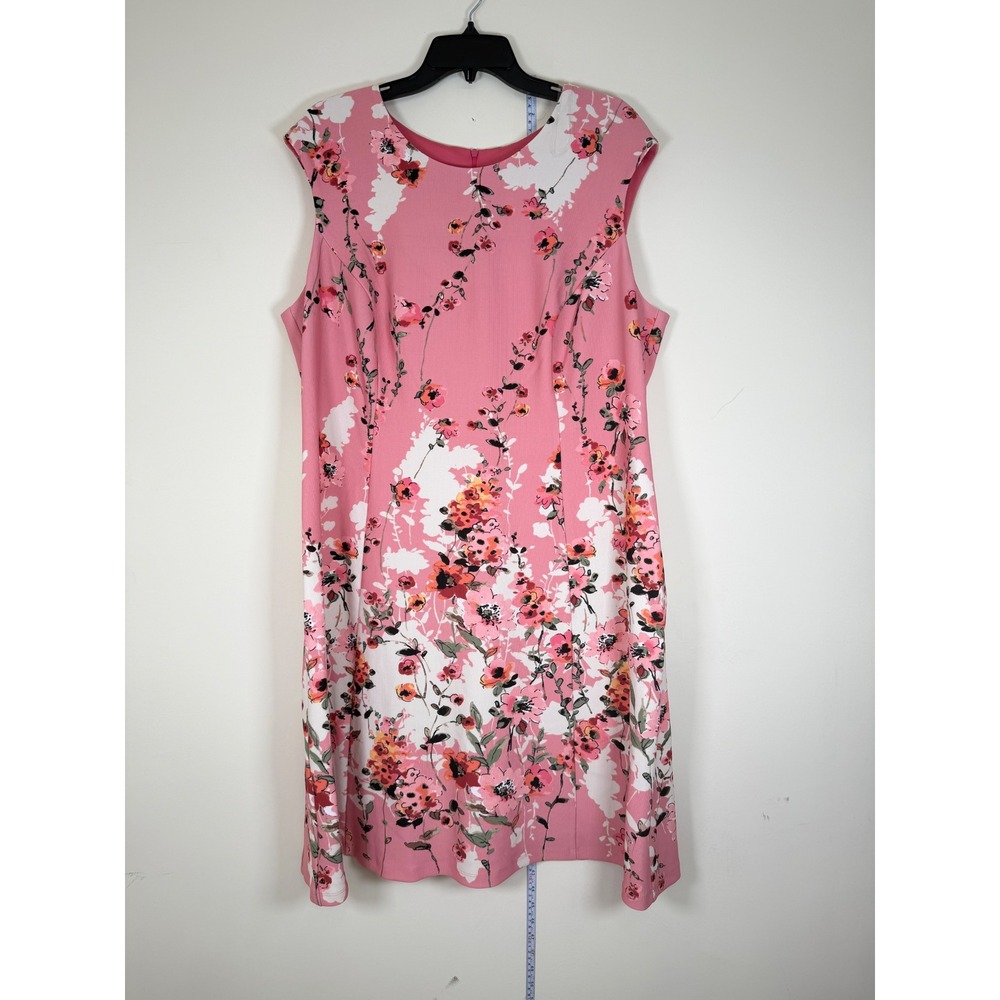 Connected Apparel Floral Sheath Dress Women 16W NWOT Pink Sleeveless Knee Length